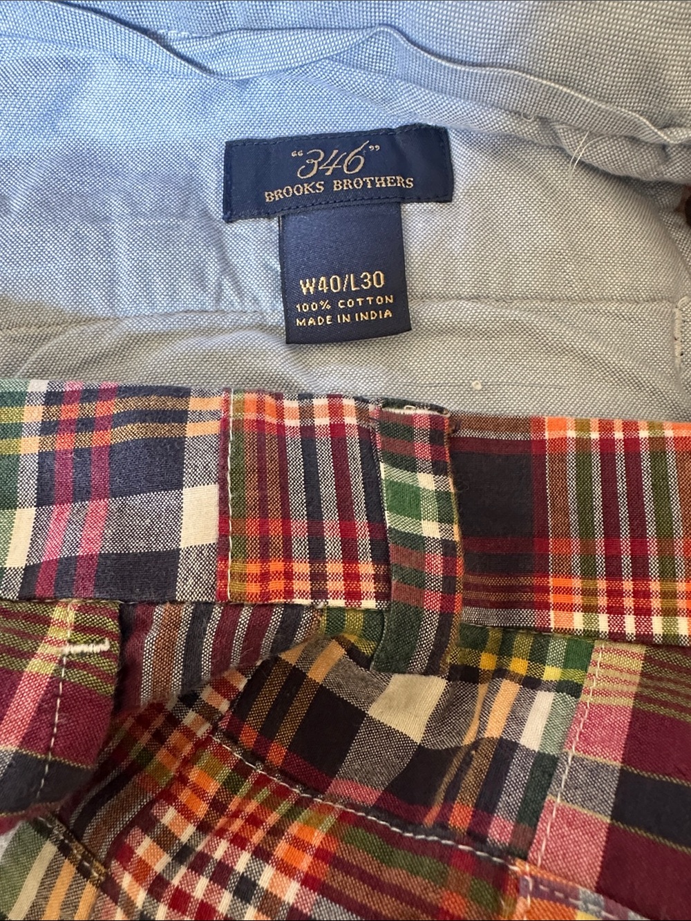 Brooks Brothers Multicolor Madras Plaid 100% Cotton Men’s Dress Pants Size 40x30